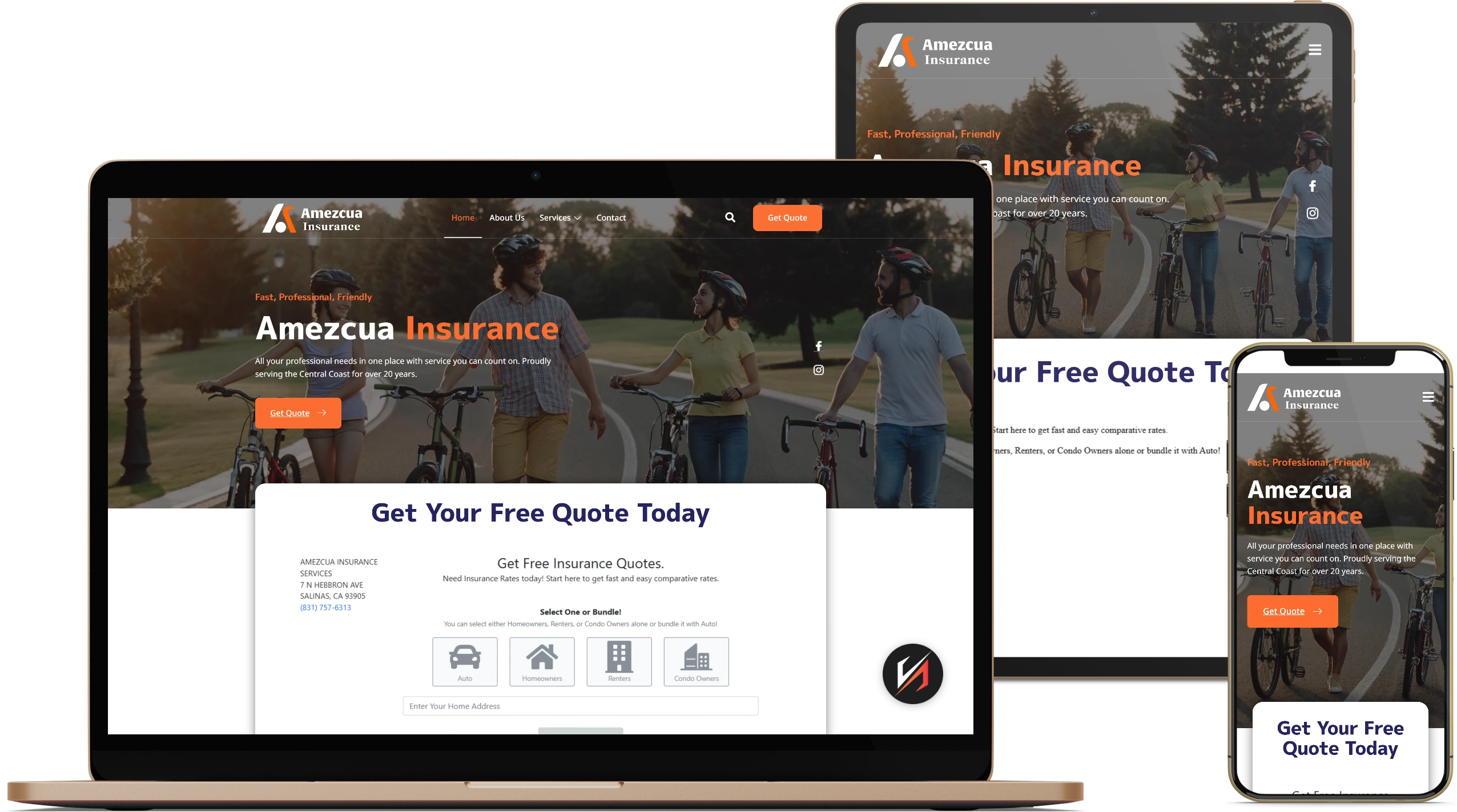 Amezcua Insurance website design mockup