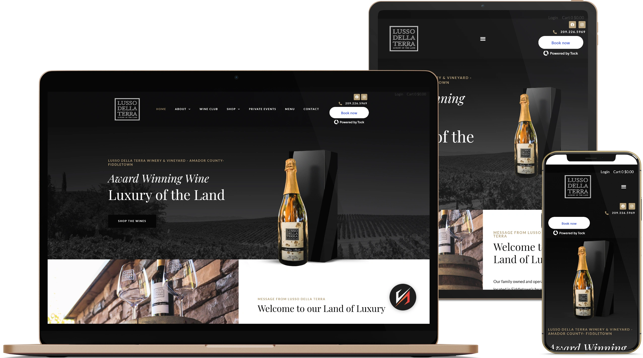 Lusso Della Terra website design mockup