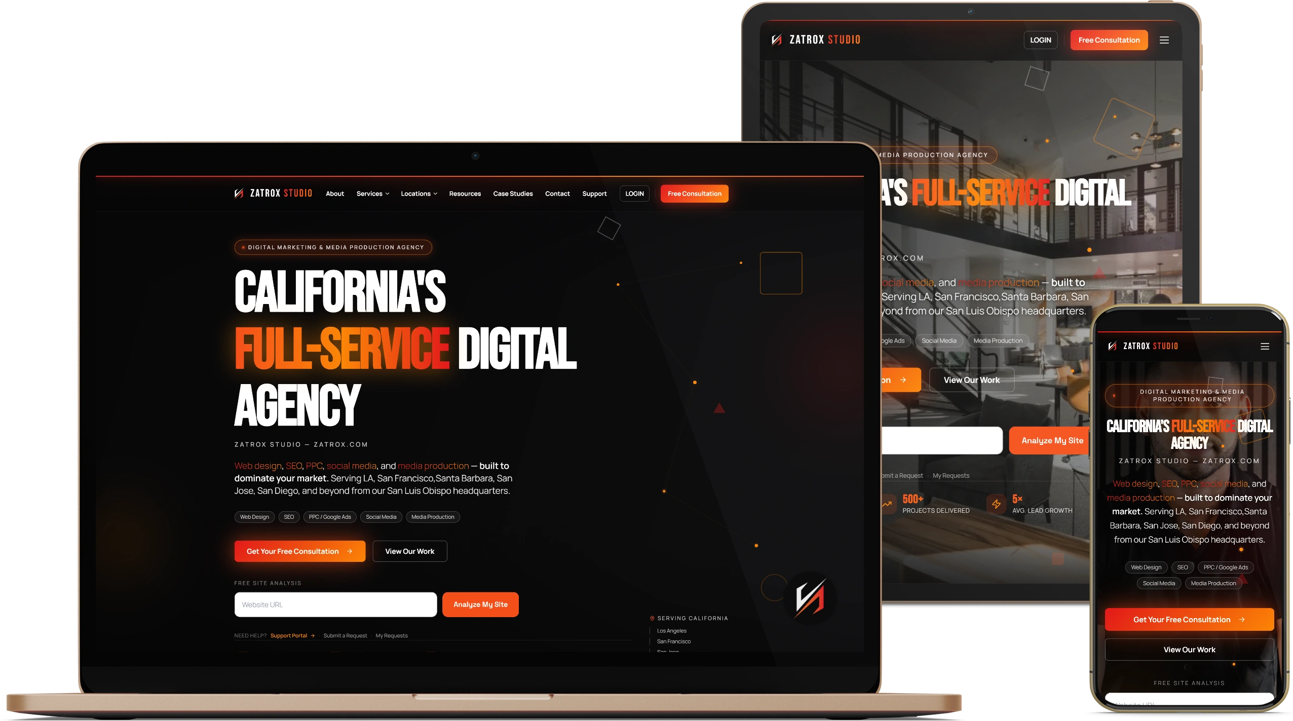 ZatroX Studio website design mockup