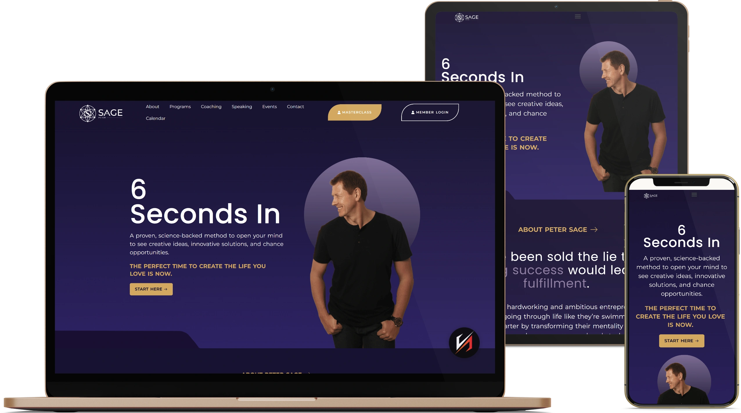 Peter Sage website design mockup