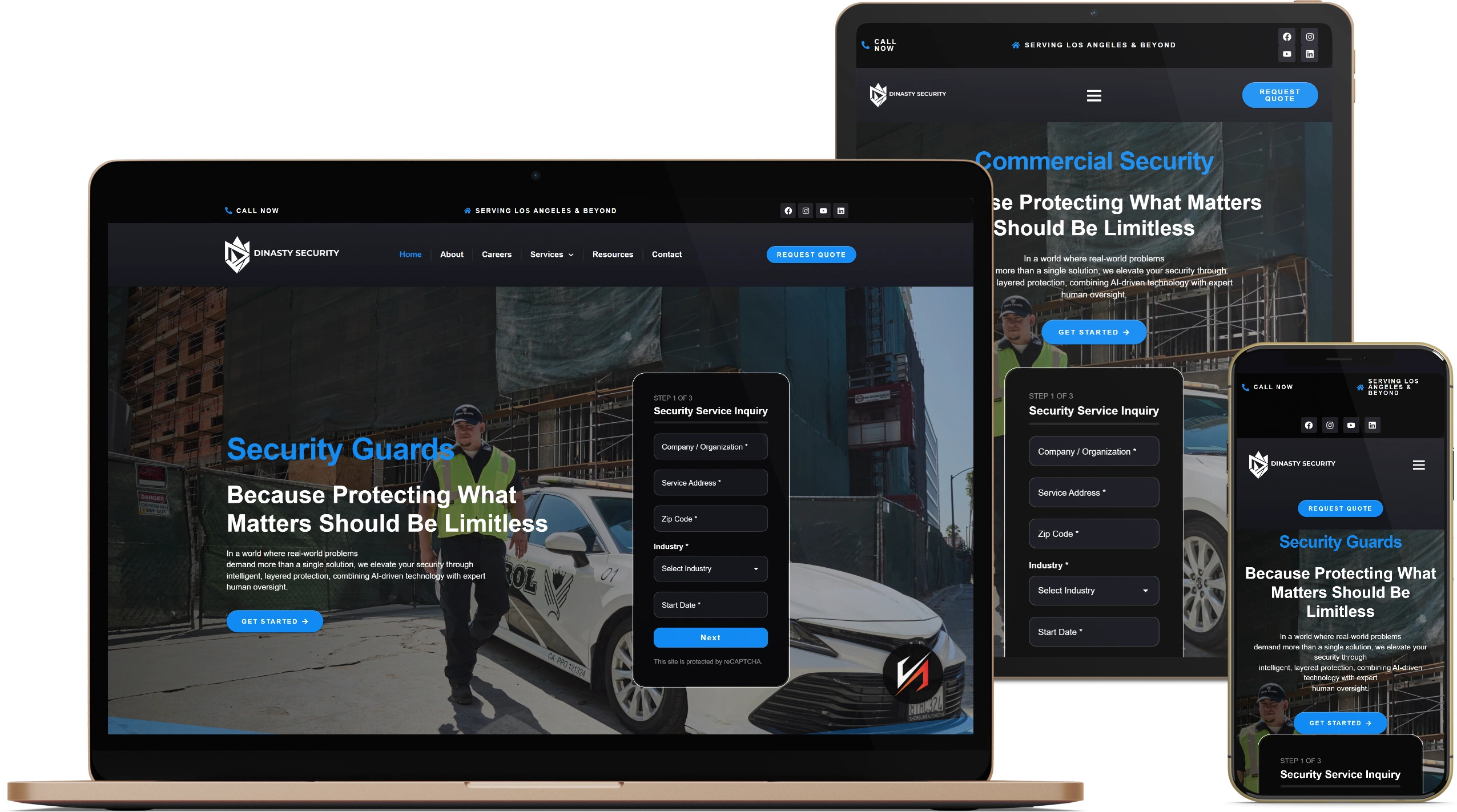 Dinasty Security website design mockup
