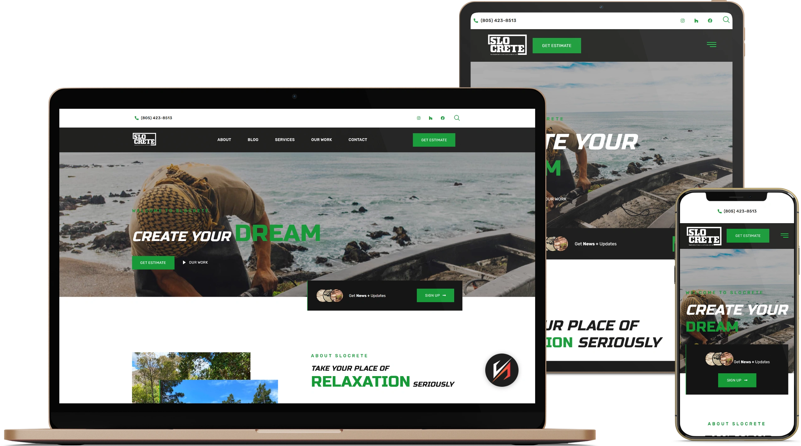 SLO Crete website design mockup