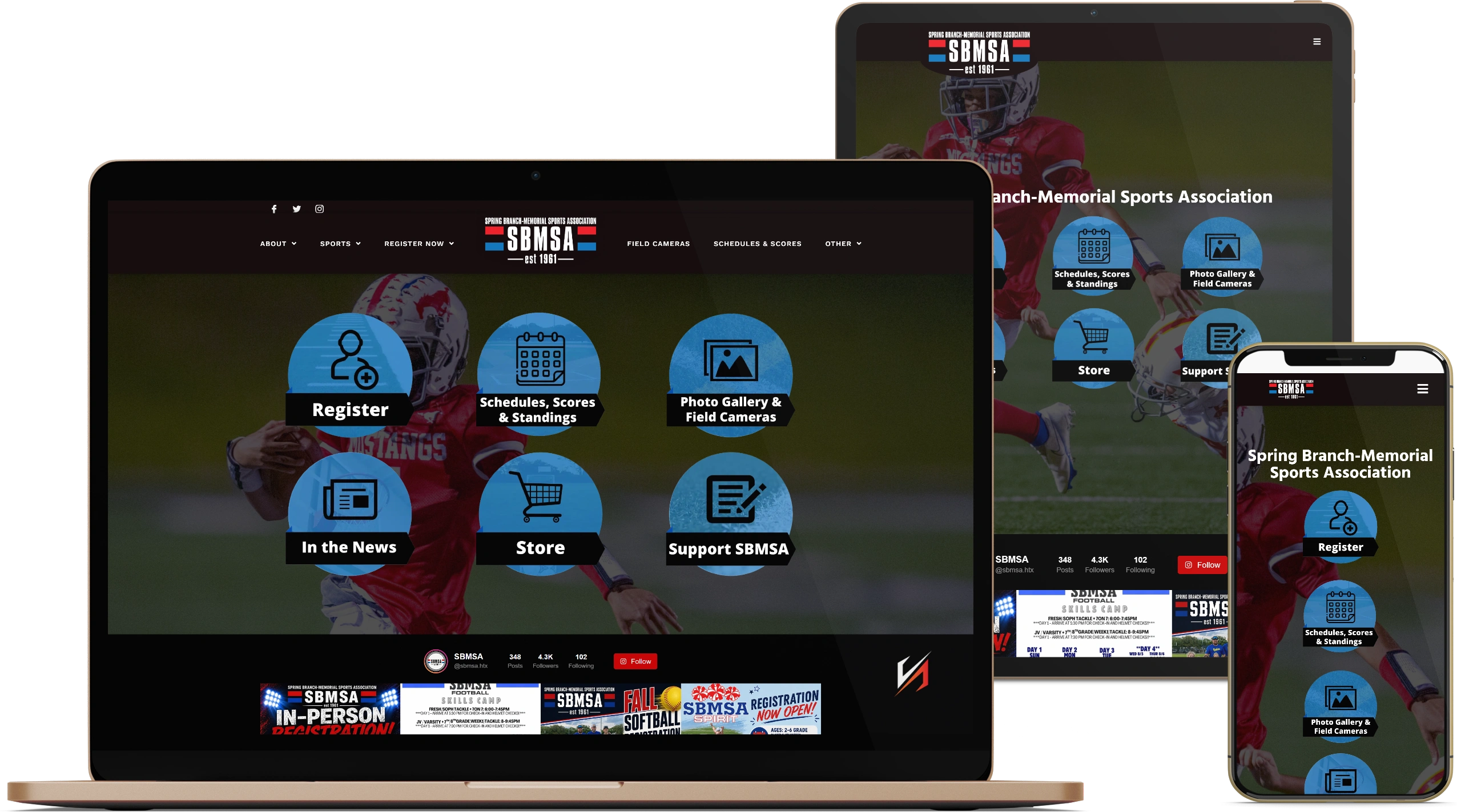Spring Branch Memorial Sports Association website design mockup