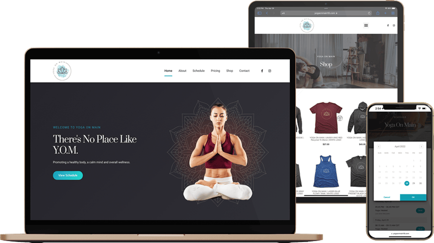 Yoga On Main website design by ZatroX Studio.