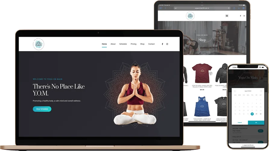 Yoga On Main website design by ZatroX Studio.